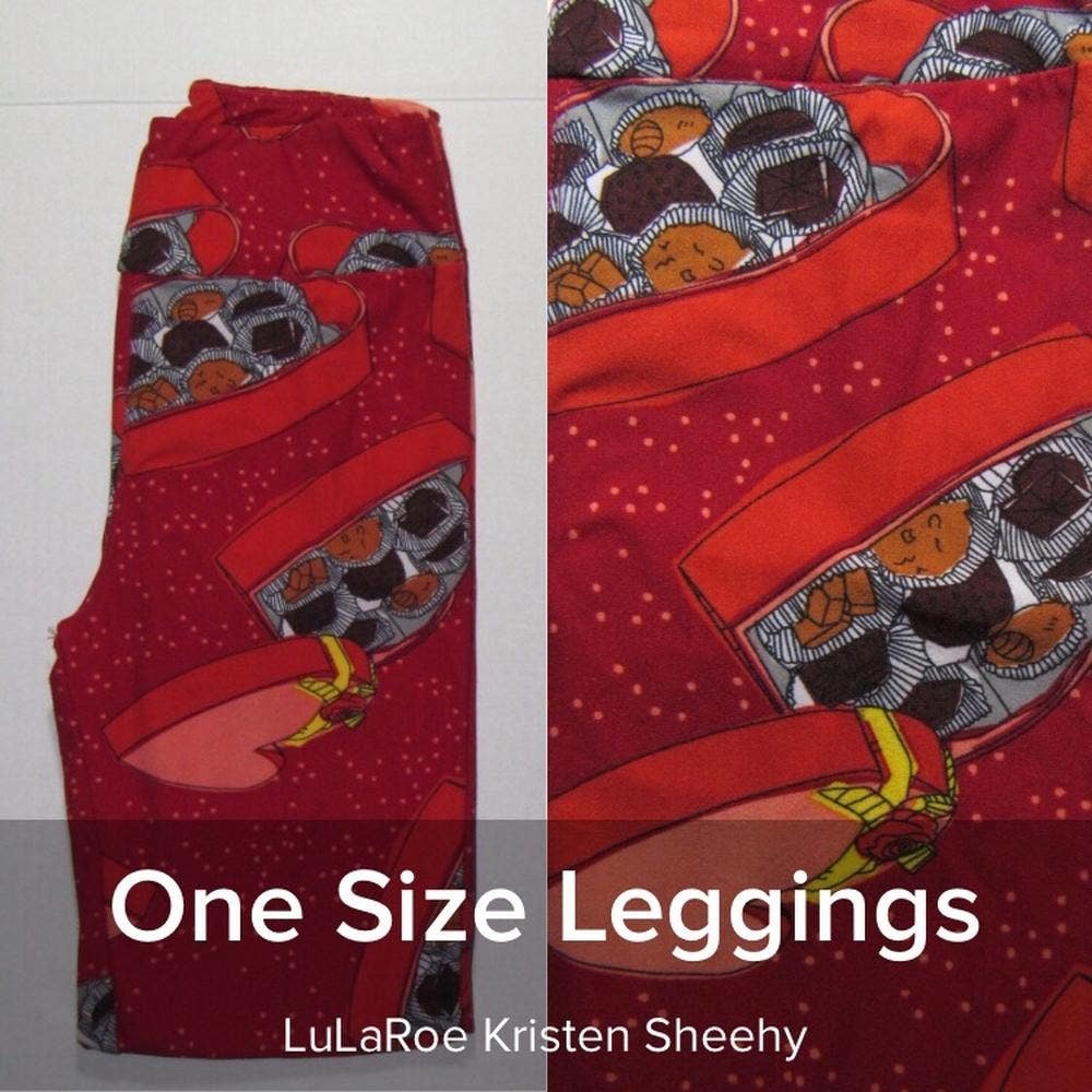 Red Valentine Chocolate Box LuLaRoe Leggings, One Size, NWT